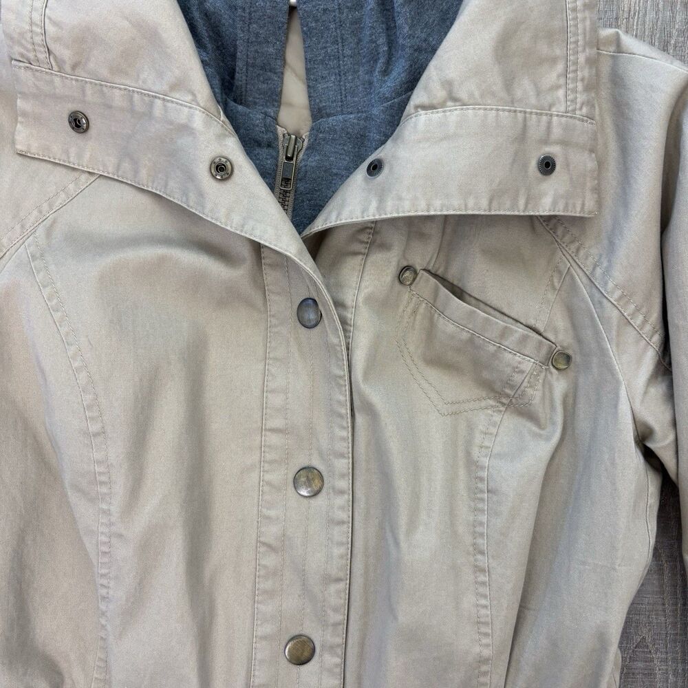 DKNY Womens Utility Layered Hooded Jacket Tan Khaki Sz S Gorpcore Field Military - Picture 7 of 16